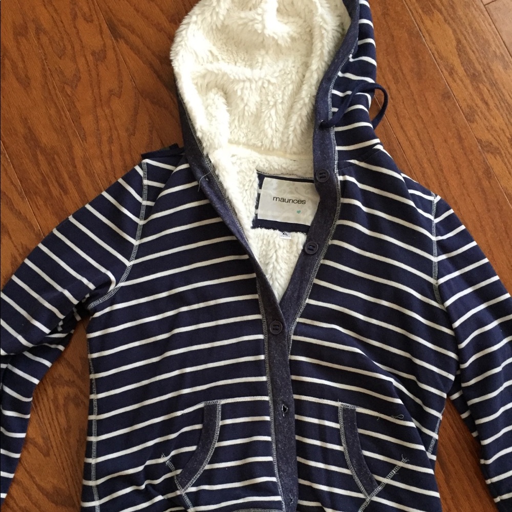 Fleece lined button up hoodie